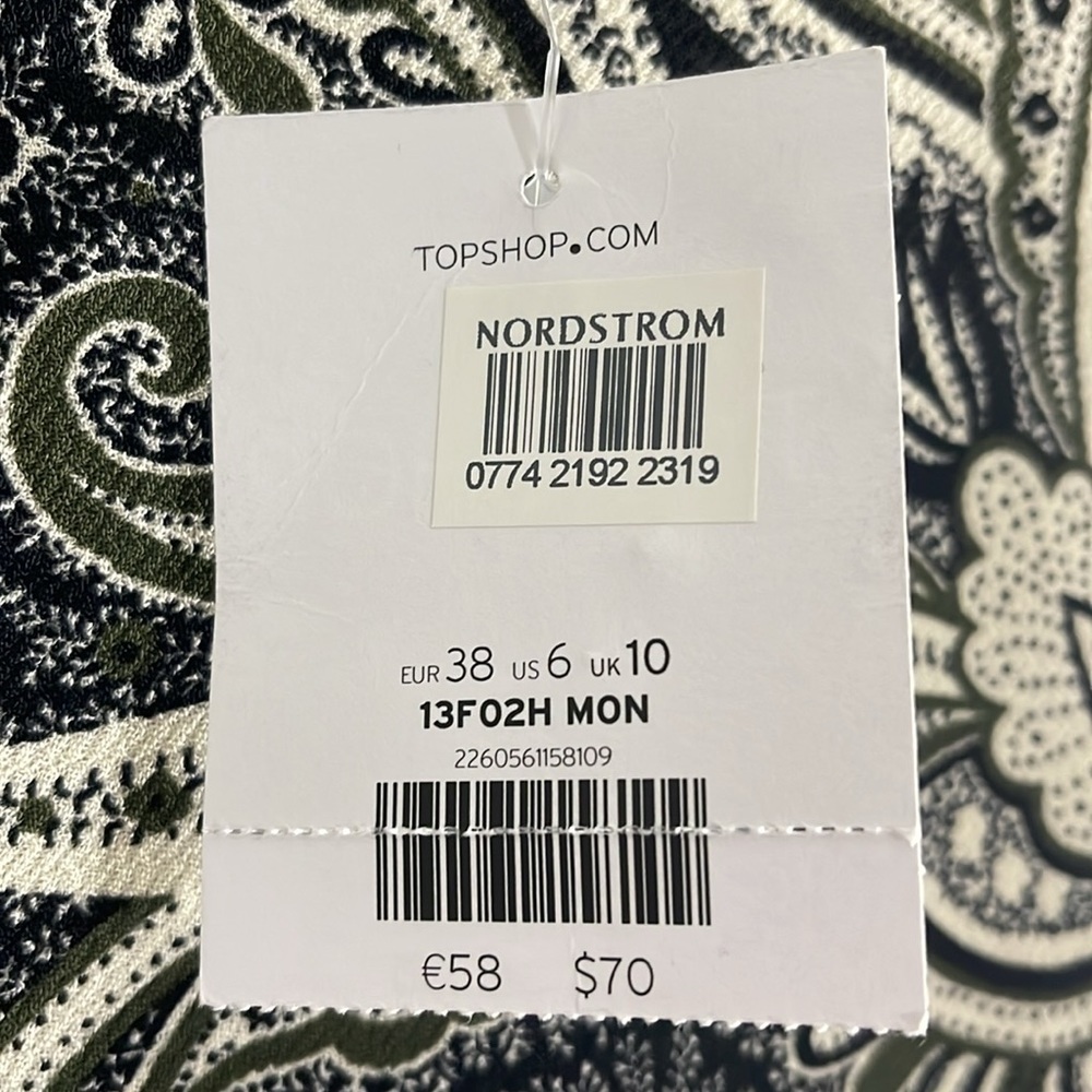 NWT Shop Top, Paisley Women's Sheer sleeve back zippered shirt Size 6 - Picture 4 of 11